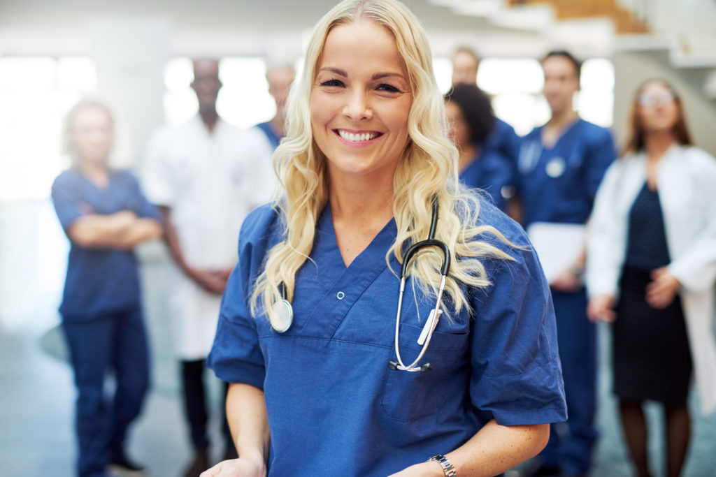 Female physician representing top-tier clinical talent for healthcare staffing solutions.